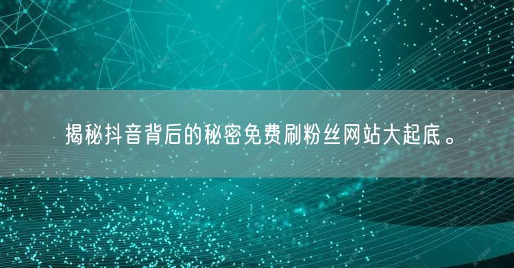 揭秘抖音背后的秘密免费刷粉丝网站大起底。