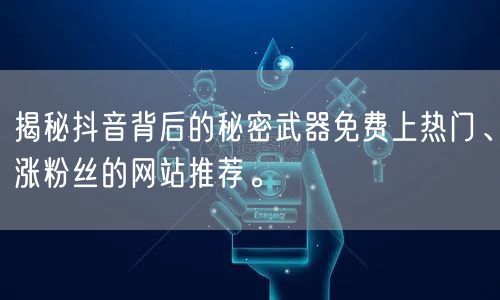 揭秘抖音背后的秘密武器免费上热门、涨粉丝的网站推荐。